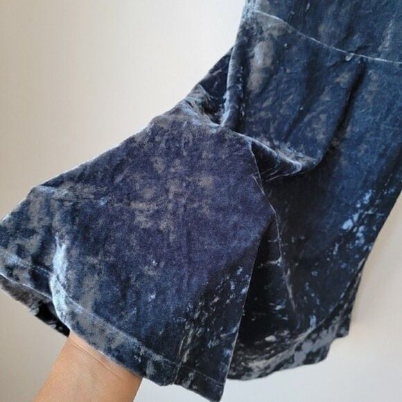 Forever 21 Steel Blue Velvet Velour Criss Cross Back Swing Dress Size Small - Picture 7 of 10
